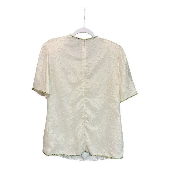 Vintage Monika 100% Silk Bejeweled Blouse Size Large L1 - Picture 3 of 4